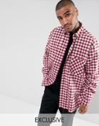 Reclaimed Vintage Inspired Oversized Shirt In Check - Red