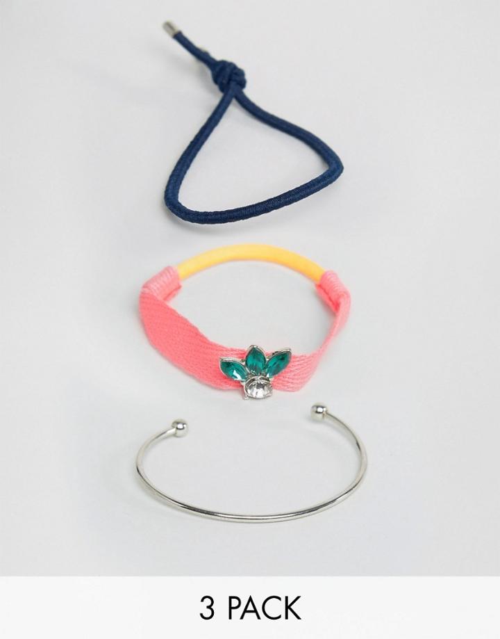 Limited Edition Pack Of 3 Cuff & Jewel Bracelets - Silver