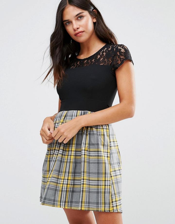 Wal G Check Skirt Dress - Multi