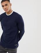 Jack & Jones Premium Rugby Shirt With Grandad Collar - Navy