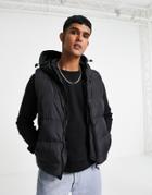 French Connection Padded Hooded Vest In Black