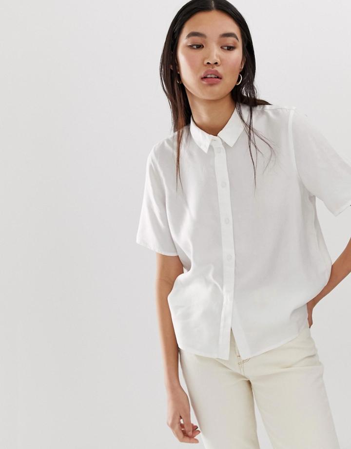 Selected Femme Short Sleeve Shirt-white