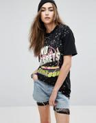 Asos T-shirt In Oversized Fit With No Regret Splatter Print - Black