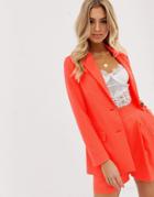 Asos Design Pop Coral Soft Suit Blazer-pink