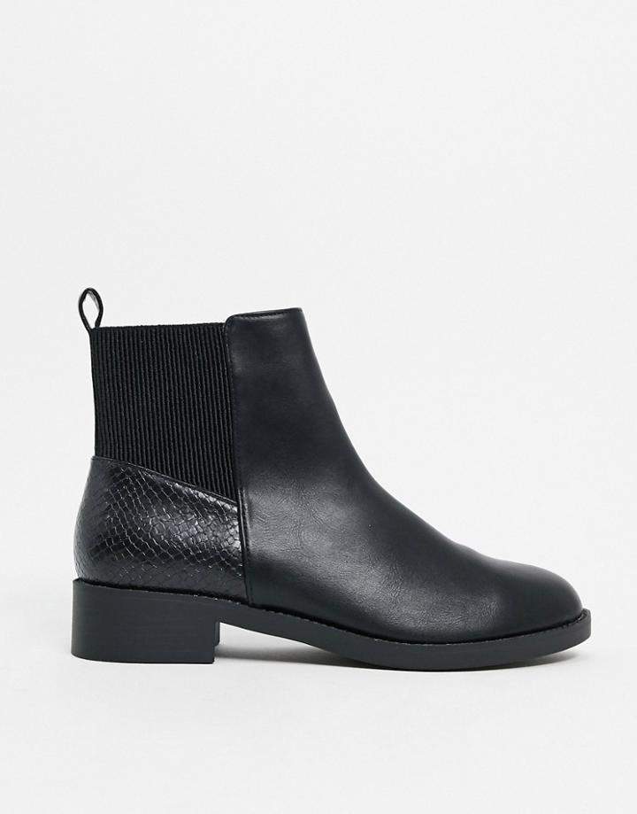London Rebel Chelsea Boots In Black Snake