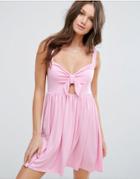 Asos Sundress With Bow Detail & Cut Out - Pink