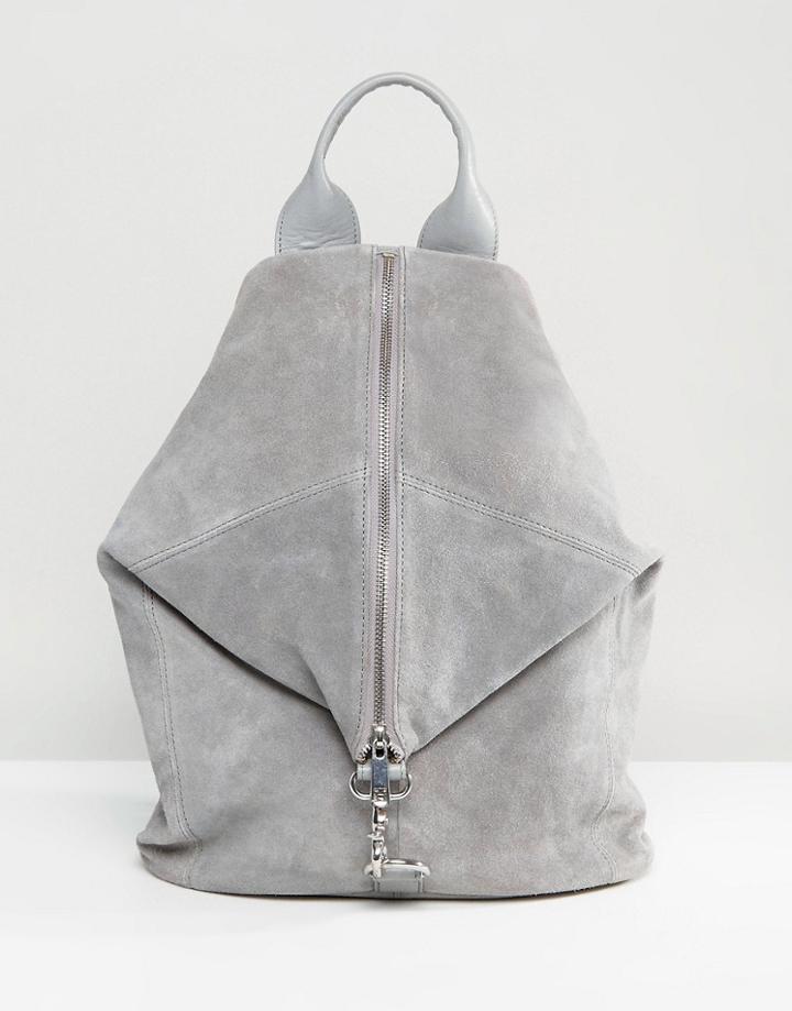 Asos Suede Dogclip Backpack - Gray