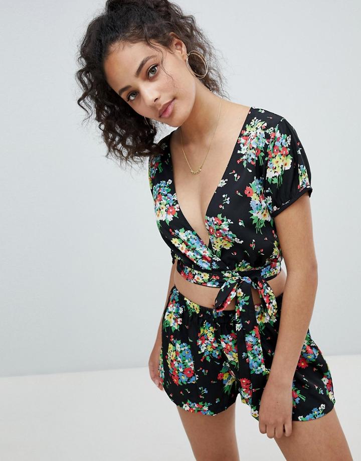 Rock & Religion Floral Tie Crop Top - Multi