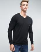 Asos Sweater With Notch Neck - Black