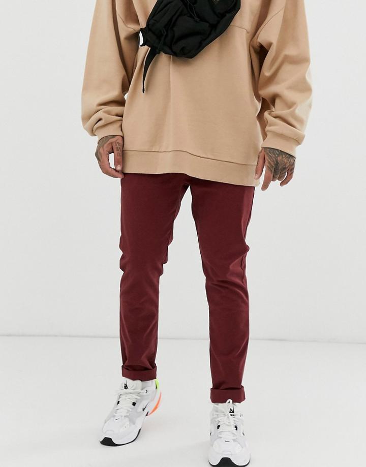 Asos Design Skinny Chinos In Burgundy