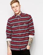 Wesc Long Sleeve Shirt In Stieg Pattern Pocket - Red
