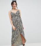 Asos Design Maternity Cami Wrap Maxi Dress In Leopard Print - Multi
