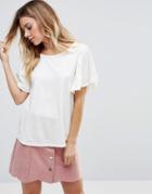 Vila T-shirt With Frill Sleeve - White