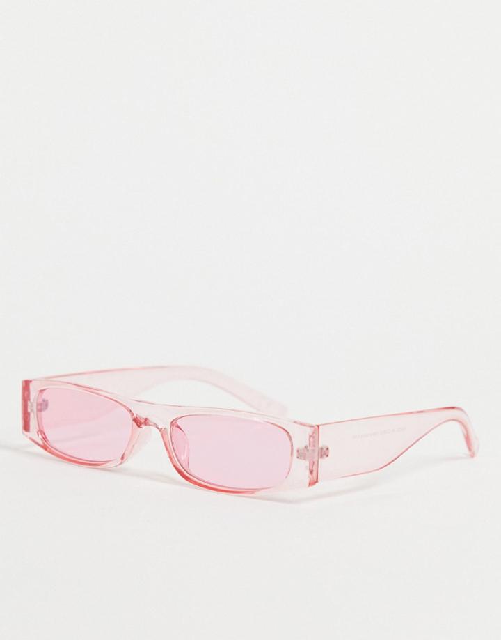 Asos Design 90's Recycled Mini Rectangle Sunglasses In Pink