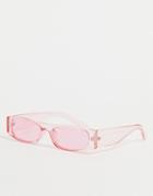Asos Design 90's Recycled Mini Rectangle Sunglasses In Pink