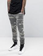 Asos Skinny Jogger In Washed Camo Print - Green