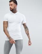 Asos Design Muscle Fit Jersey Polo In White - White