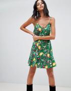 Ba & Sh Lemon Printed Mini Dress - Green