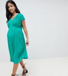 Asos Design Maternity Casual Midi Tea Dress - Green