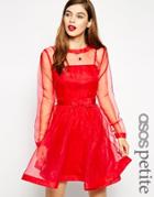 Asos Petite Dolly Bow Prom Dress - Red