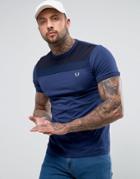 Fred Perry Slim Fit Textured Panel T-shirt Navy - Navy