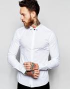 Asos Skinny Shirt With Wing Collar And Long Sleeves - White
