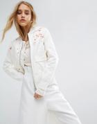 Maharishi Upcycled Arctic Rib Jacket With Blossom Embroidery - White