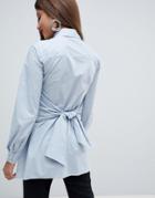 Closet London Shirt With Tie Waist - Gray