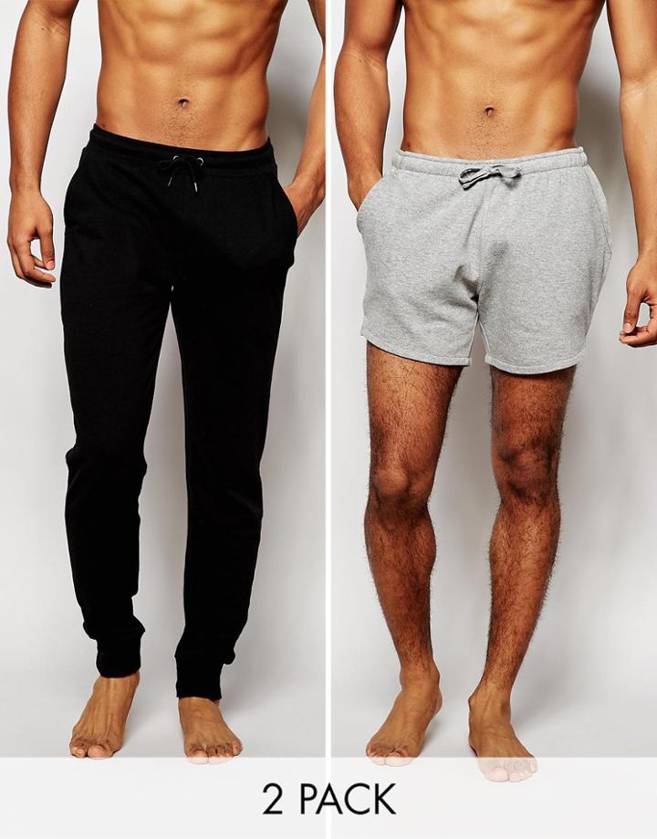 Asos Loungewear Skinny Joggers And Runner Shorts 2 Pack Save 17%