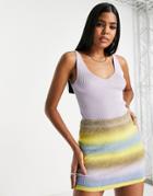 Jdy Ribbed V Neck Top In Lilac-purple