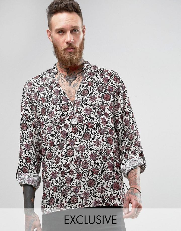 Reclaimed Vintage Inspired Overhead Shirt In Reg Fit - White