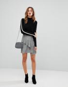 Warehouse Ruffle Mono Checked Skirt - Multi