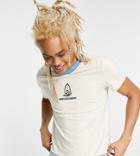 Collusion Vintage Fit Ringer T-shirt With Embroidered Logo In Ecru-white