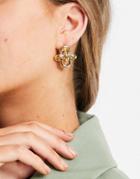 Glamorous Statement Knot Earrings In Brushed Gold