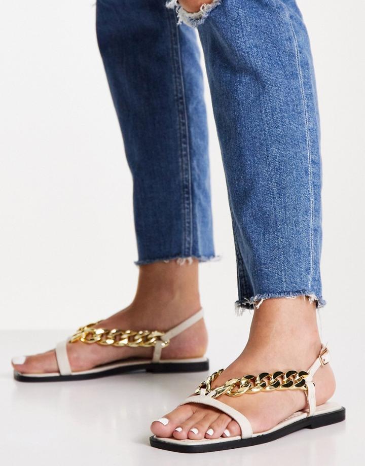 Topshop Penny Chain Sandal In Off White