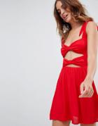 Vero Moda Tie Detail Beach Dress - Red