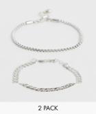 Designb Chain Bracelet In 2 Pack-silver