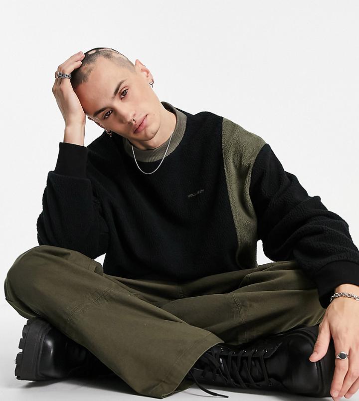 Collusion Oversized Spliced Sweatshirt In Fleece - Part Of A Set-black