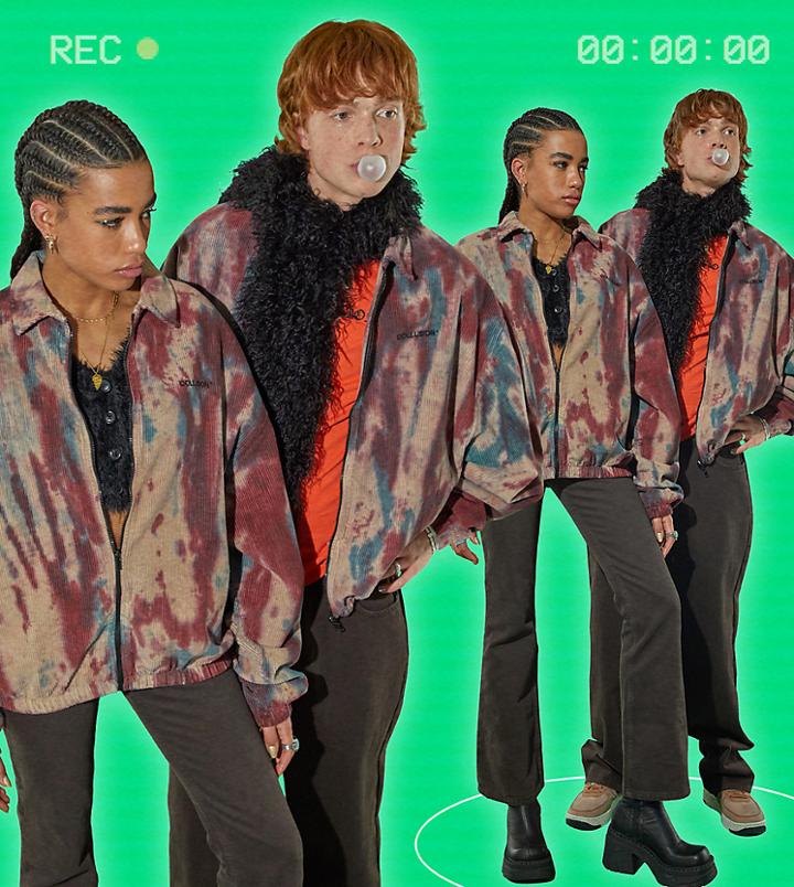 Collusion Unisex Cord Jacket In Tie Dye-multi