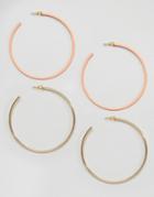Asos Pack Of 2 Large Pastel Hoop Earrings - Multi
