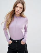 Qed London Shrunken Sweater With Frill Collar - Purple