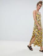 Pull & Bear Cami Dress In Yellow Floral - Yellow