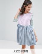 Asos Petite Cut About Stripe Smock Dress - Multi
