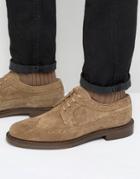 Walk London Darcy Chunky Suede Brogue Derby Shoe - Beige