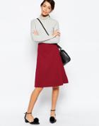Traffic People A Line Skirt In Quilted Fabric - Red
