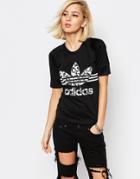 Adidas Orgiinals Fitted T-shirt With Inked Print Trefoil Logo - Black