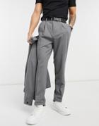 Selected Homme Jersey Suit Pants In Tapered Crop Fit Gray-grey