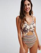 Minkpink Aria Splice One Piece Swimsuit - Multi