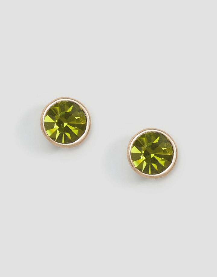 Pilgrim Gold Plated Gem Stud Earrings - Green