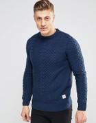 Bellfield Cable Knitted Sweater - Navy